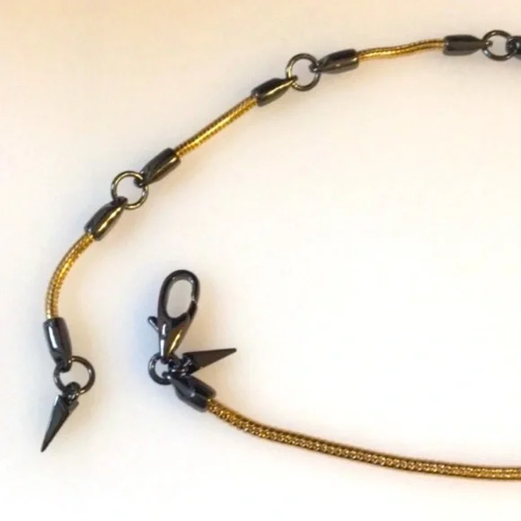 ALEXIS BITTAR Crystal Dark Edgy Shards Snake Chain Gold Gunmetal Lariat Necklace - Picture 10 of 15